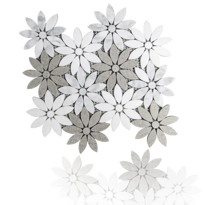 Neues Design Blumen form Aschenputtel Grau und Carrara weiß Marmor fliesen Mosaik