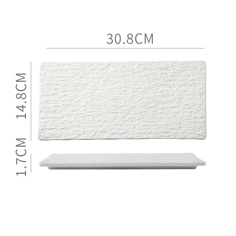 Plato plano rectangular de 12 pulgadas - blanco