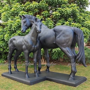 Youfine ngoài trời Vườn đứng ngoài trời bãi cỏ trang trí nội thất cuộc sống Kích thước đồng mare và foal Tượng ngựa điêu khắc - Product Image 2