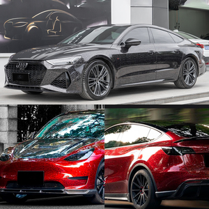High Quality PET Glossy <strong>Red</strong> Forged Carbon Vinyl Wrap Film Self Adhesive Air Release Free Car <strong>Decal</strong> Wrapping Film - Product Image 3