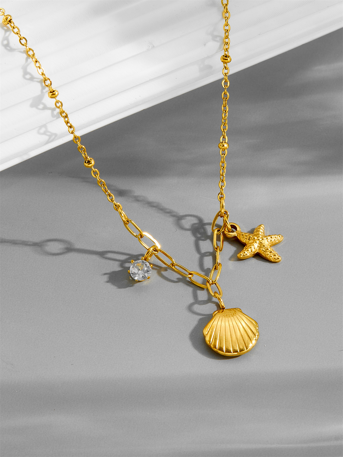 shell starfish necklace gold