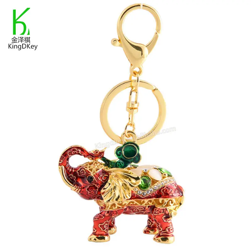 LLavero de elefante de aleación de zinc, exquisito llavero colgante de Tailandia, accesorios de bolsa, precio de fábrica