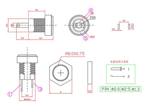 5.5x2.1mm 5.5x2.5mm 3.5x1.3mm DC güç kaynağı kadın Jack konnektörü DC-022B DC soket 2 bacaklar terminalleri - Product Image 6