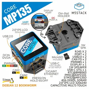 Micro Linux integrato di controllo industriale host M5Stack CoreMP135 con STM32MP135D - Product Image 1