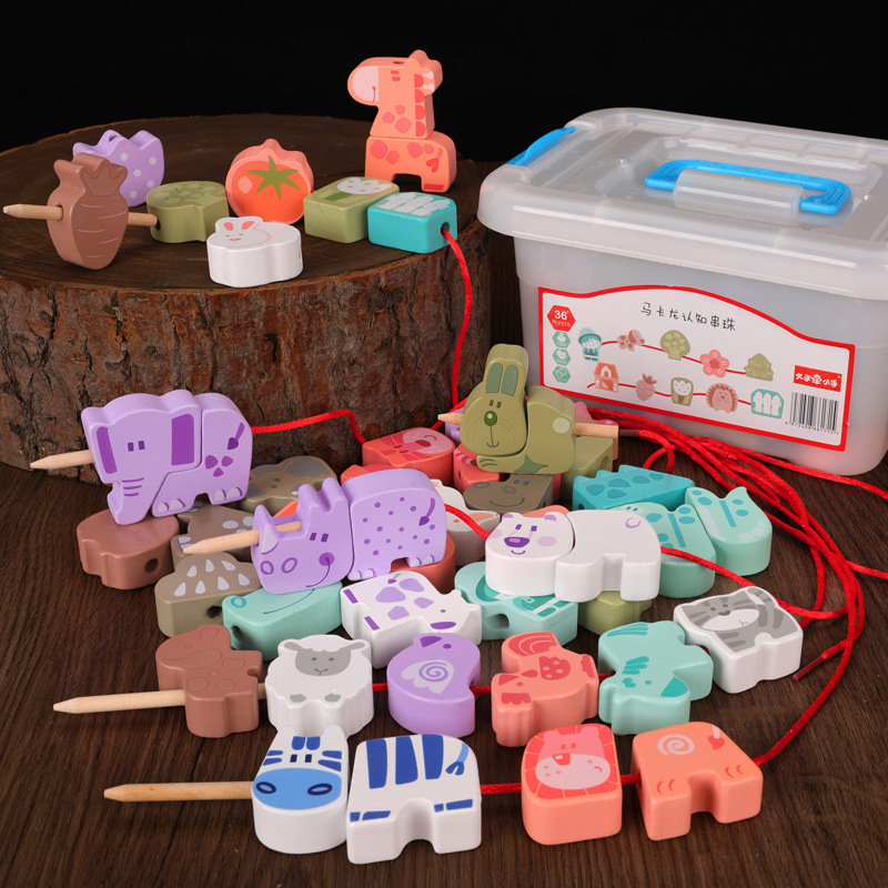 -Macarons 50 perles animaux de la ferme
