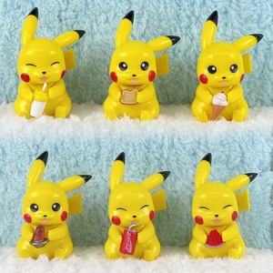 6Pcs/Set Pvc Pika-chu Action Figure Model Poke-mon Doll Eating Snacks Pika-chu Action Figure Pokemones Anime Figure - Product Image 1