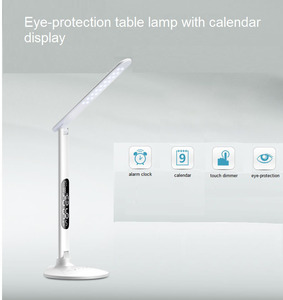 Modern Touch Control LED Table <strong>Lamp</strong> Nice Style Foldable with White Shade <strong>Time</strong> Date Temperature &amp; Week Clock for Study &amp; Work - Product Image 4