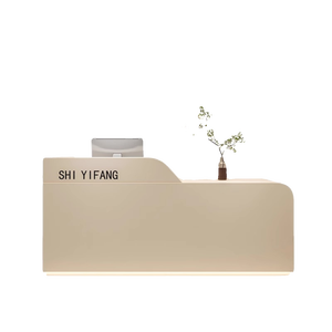 Bàn tiếp tân gỗ tối giản hiện đại với thiết kế bằng đá cẩm thạch sọc vàng có thể tùy chỉnh nội thất văn phòng thương mại - Product Image 5