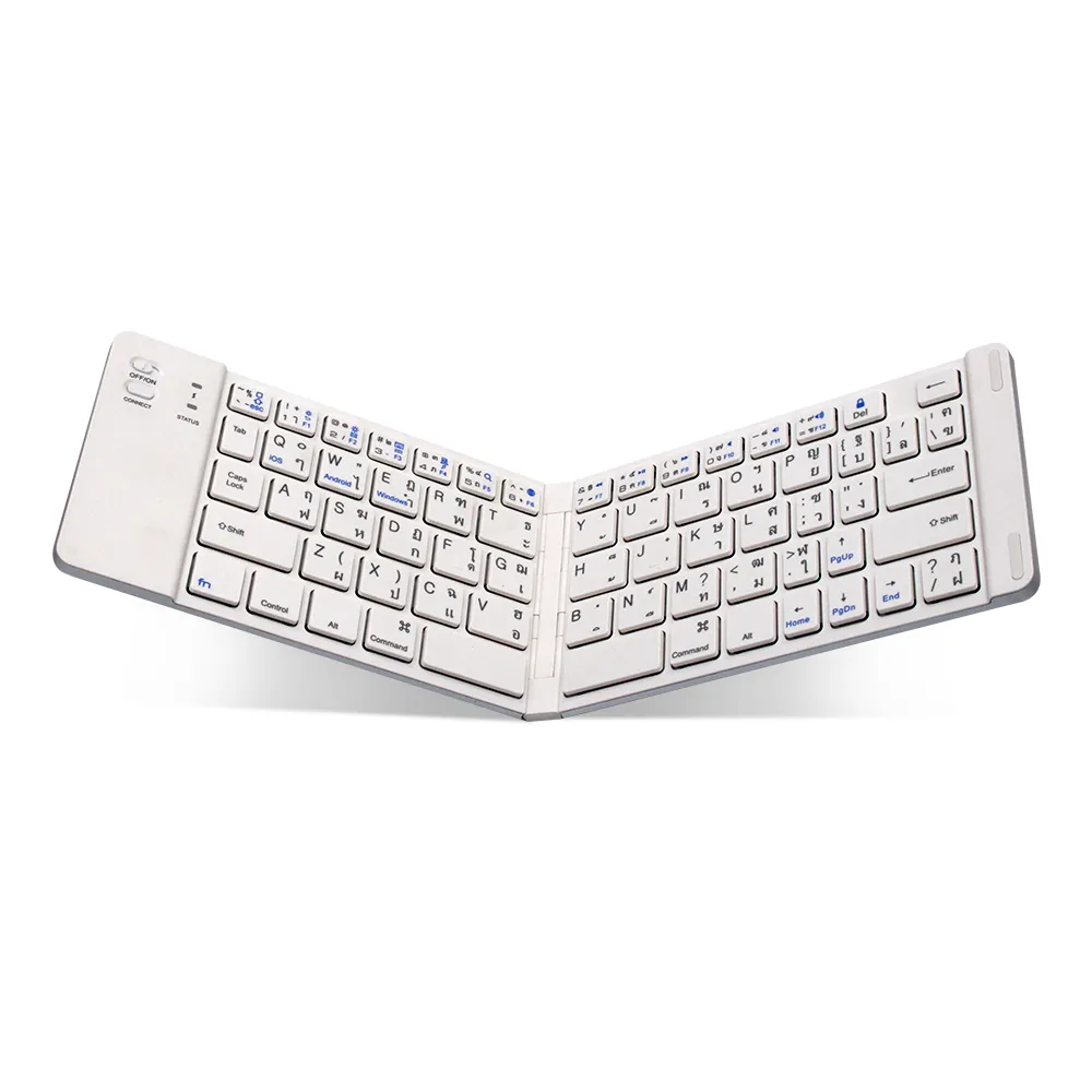 Nirkabel Murah Ergonomis Ultra Tipis Mini Portabel Keyboard BT Lipat Nirkabel Rusia untuk Smartphone