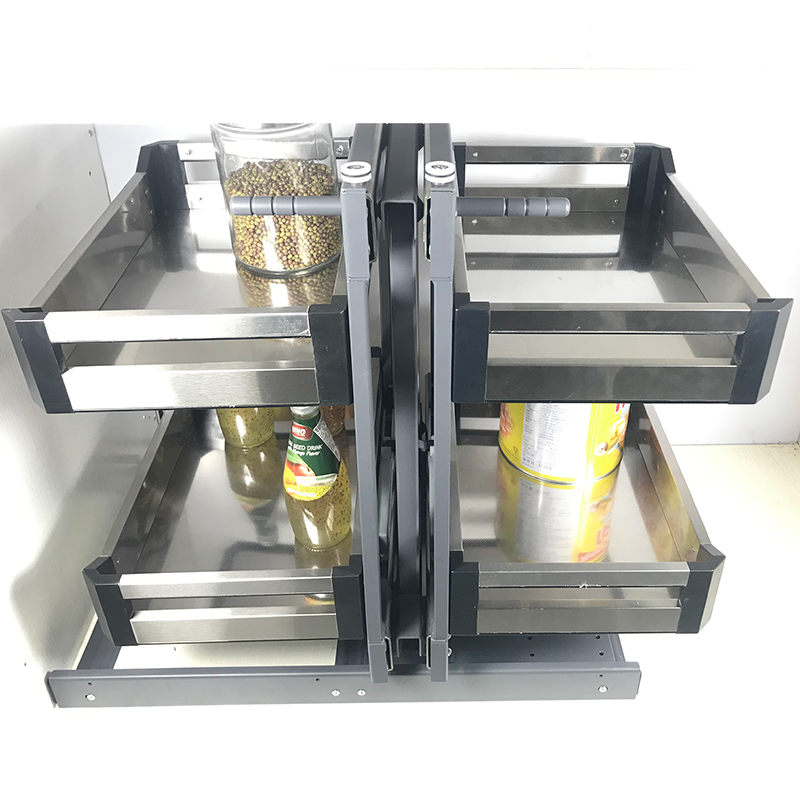 Kitchen accessories base cabinet magic corner revolving storage basket