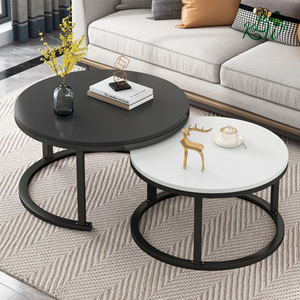 Contemporary Round Nesting Bent Black Gold Metal Side Glass Marble Stone Mdf Wood Coffee <strong>Table</strong> Nest of <strong>3</strong> <strong>Table</strong> <strong>Set</strong> Nesting <strong>Table</strong> - Product Image 5