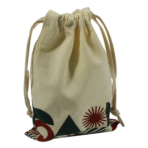 Diseño de patrón Bolsa de lona con cordón Bolsa de algodón a prueba de polvo Bolsa con cordón de algodón 100% personalizada con logotipo - Product Image 3