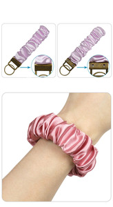 Chaveiros de seda ecológicos para chaves, acessórios de pulseira de cabelo com elástico, pulseira de cetim personalizada