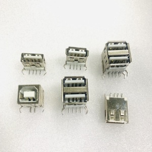 单排4针水平90度白色USB 2.0 a型母连接器双层8针 + 4针 - Product Image 3