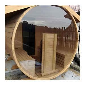 Outdoor Barrel Sauna with Lighting Sound <strong>System</strong> and Ventilation Heated by Stove for Steam <strong>Function</strong> - Product Image 4
