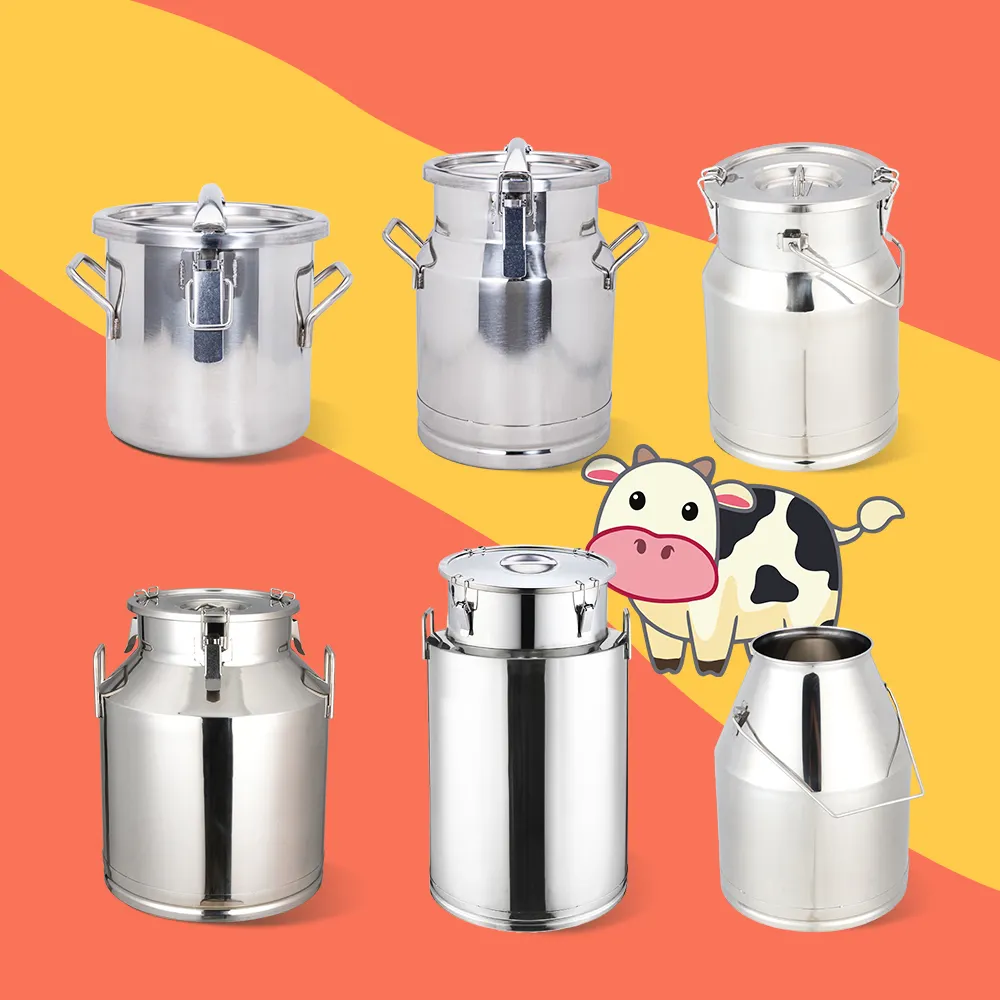 مصنع توريد 15L-61L الفولاذ المقاوم للصدأ وعاء الحليب برميل الحليب سطل برميل الشحن يمكن دلو للبن مع غطاء