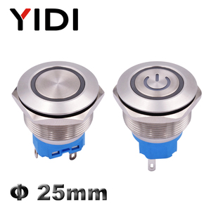 YIDI 25mm Elektrischer Ein-Aus-LED-Druckknopf schalter SPDT DPDT 12/24/220V IP65 Moment verriegelung Metall druckknopf 1 NO1NC 2 NO2NC - Product Image 3