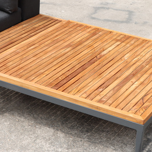 Meilleures ventes de canapés modernes en bois de teck pour l'extérieur avec coussin imperméable, meubles de jardin - Product Image 5