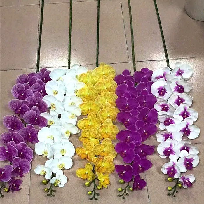 Orquídea Artificial de 11 cabezales para boda, F-1698, Oem