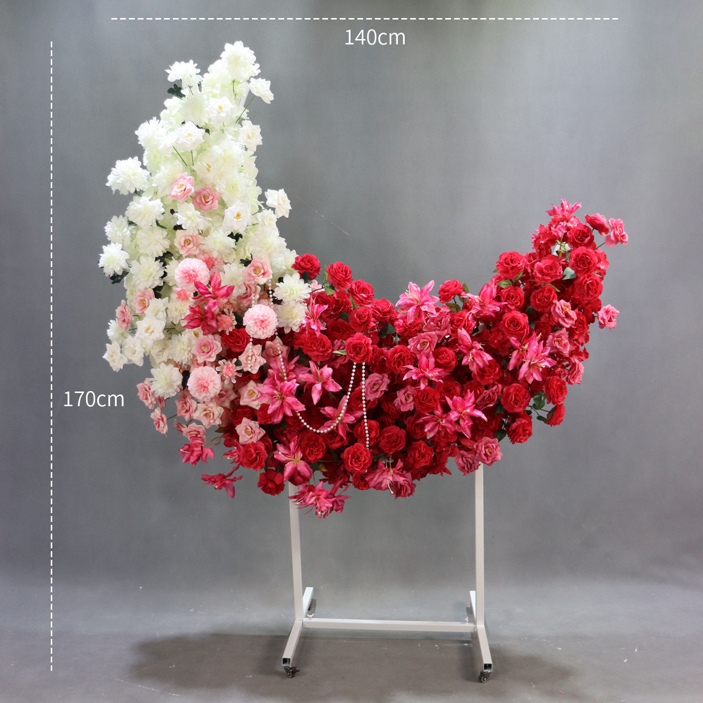 Rose-red roses lilies moon floral with stand