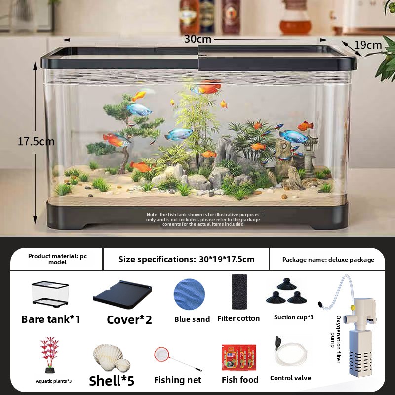 Advanced fish tank set-black-6-piece with pump