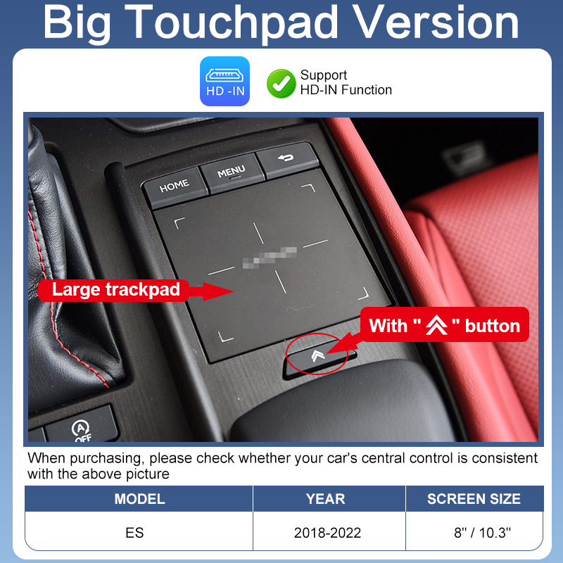 grand pavé tactile + HDMI