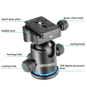 Neewer ขาตั้งกล้องแบบหัวบอล360 ° พาโนรามาโลหะทั้งหมดพร้อมแผ่นปลดเร็วชนิด ARCA 1/4 "สกรู3/8" ตัวยึดเกลียว - Product Image 5