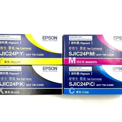 Cartucho de tinta Sjic24p, cartucho de tinta de pigmento Compatible con impresora Epson Tm-c3520