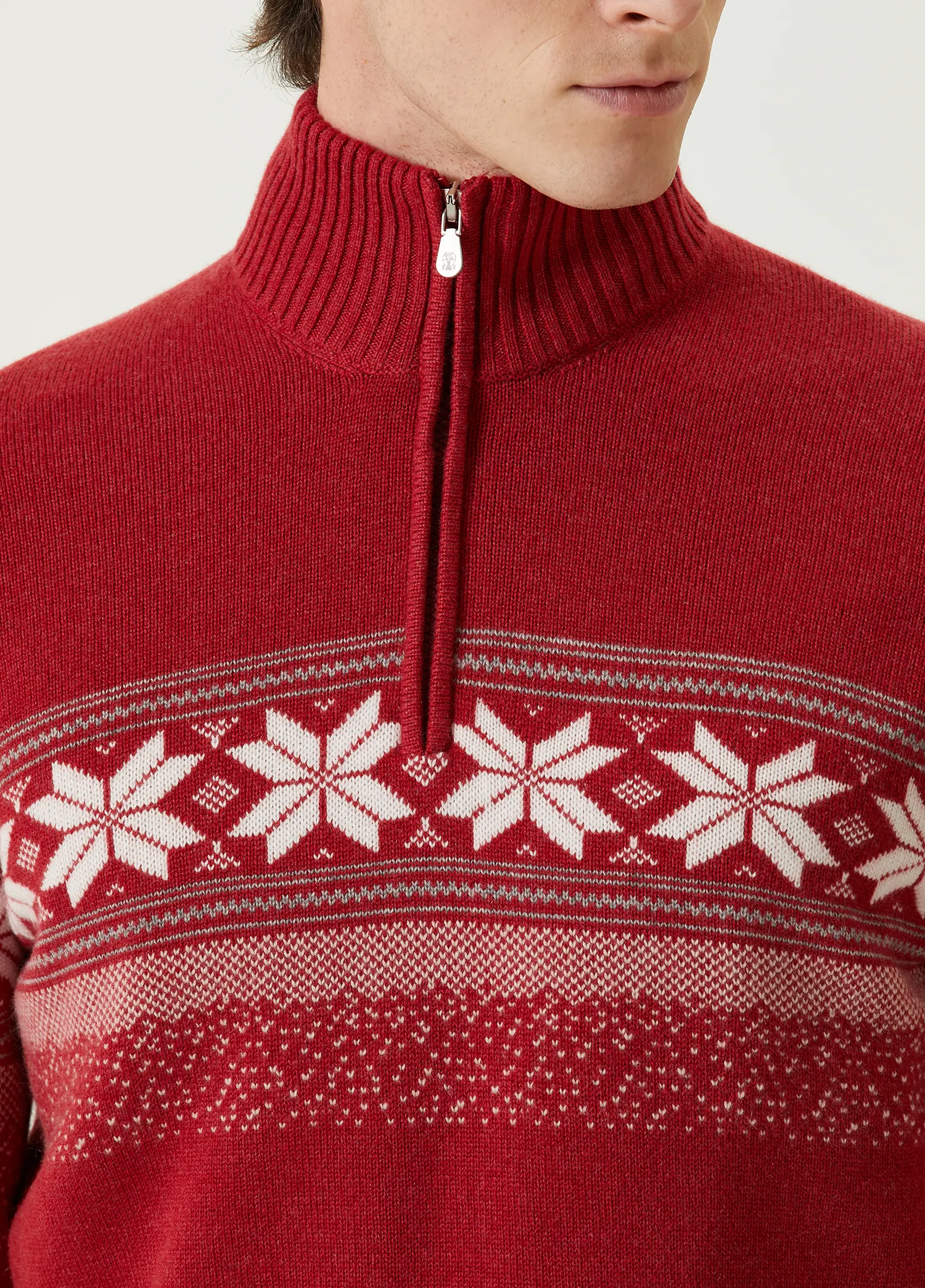Benutzer definierte FNJIA Acryl Baumwolle Stoff Jacquard Stricken Reguläre Pullover Europa Amerika Half Zipper Christmas Men Sweater