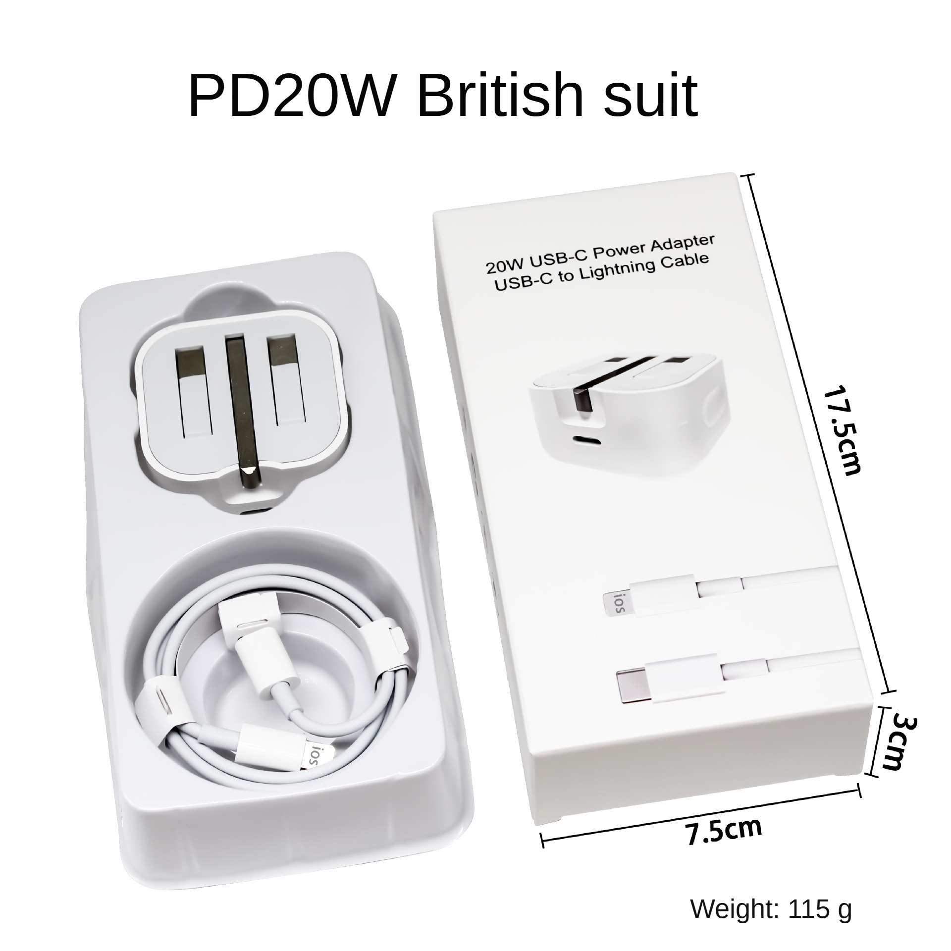 Chargeur PD3.0 20W blanc + câble C-L