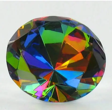 Arco Iris redondo de cristal joya de diamante pisapapeles MH-9411
