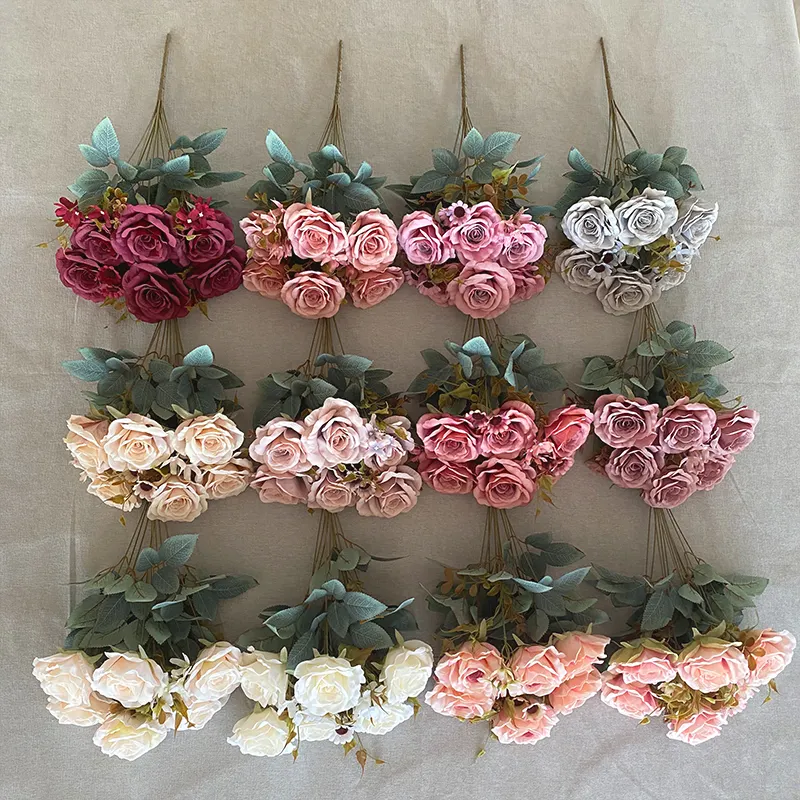 11 голов тайская роза цветок Искусственные цветы декоративные украшения для свадьбы