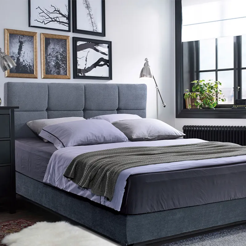 Mobilier de chambre à coucher Nodic lits modernes lit double cadre de lit doux en tissu moderne queen king size