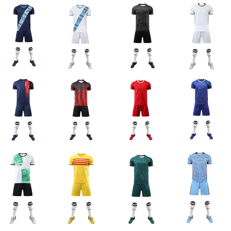 Ropa de fútbol de calidad tailandesa, 100% poliéster, sublimación, uniforme de fútbol del Club, Kits de Jersey de fútbol, venta al por mayor de fábrica, 2024