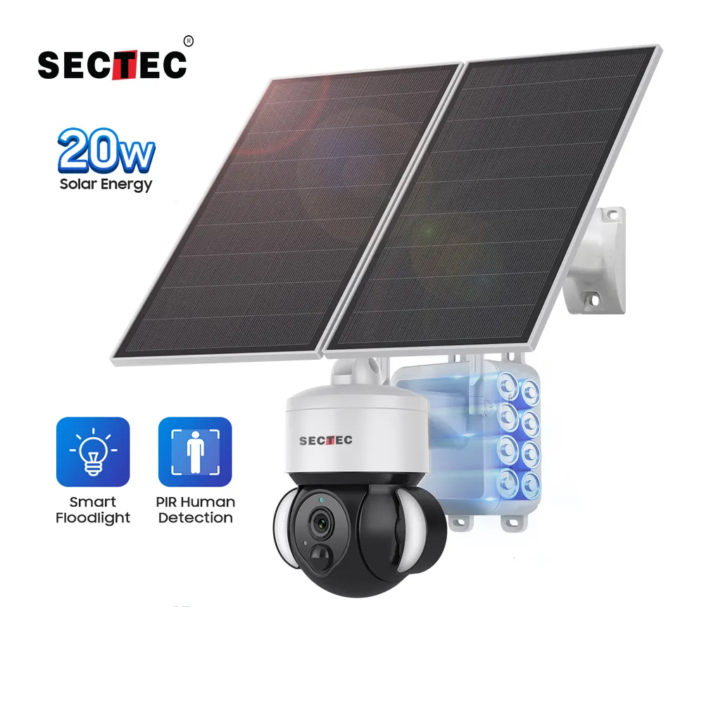 2024 3MP PIR sistema di sicurezza di rilevamento umano 4G telecamera Speed Dome IP PTZ rete fotocamera batteria solare 20W 24/7 ore fotocamera