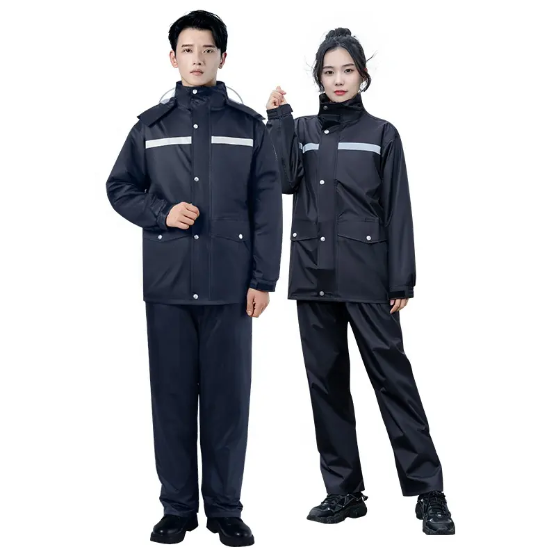 custom logo Men's Waterproof Two-Piece Work Outdoor Suit with Hood Pant Raincoat for Motorcycle Use for Rainy Days