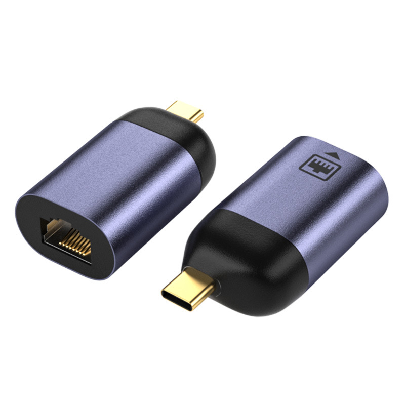 Adaptador morado TYPE-C a RJ45