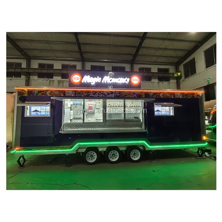 Rebocável Custom Kitchen Food Truck com Equipamentos de Cozinha Completa Concessão Tacos Food Trailer Totalmente Equipado US Standard