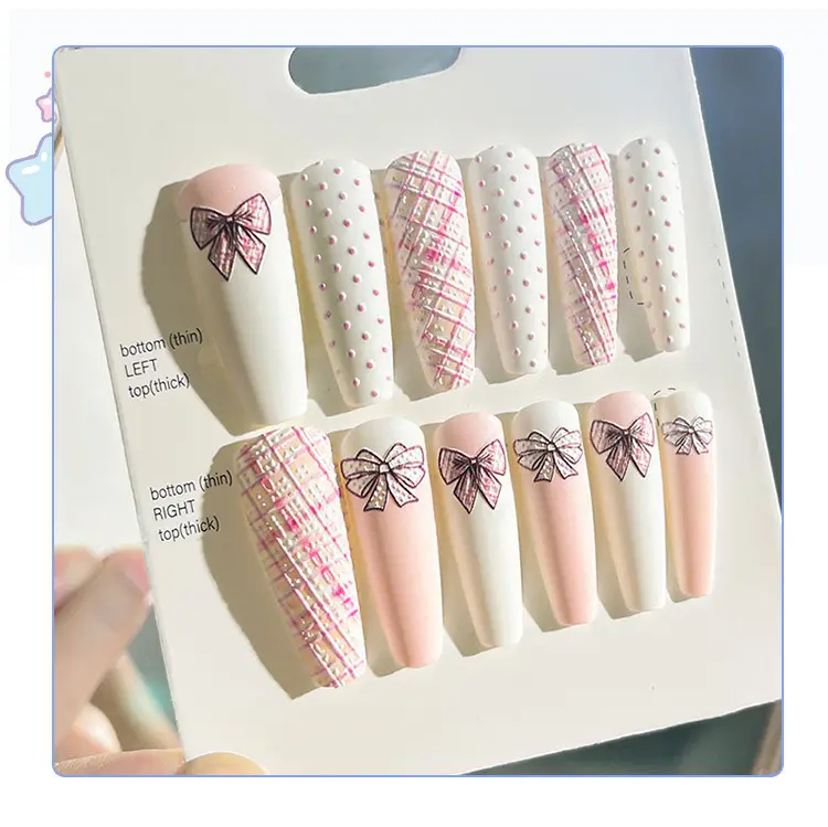 Hot Sale Handmade Press On Nails Painting Artificial Long Tips Coffin Ballerina Nail Tips Custom Nail Supplies