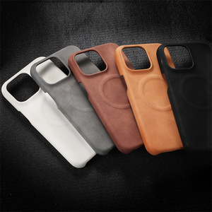 シンプルビジネススタイル純粋なカラーレザー電話ケース磁気ワイヤレス充電iPhone 12 13 13 14 15 16 Pro Max耐衝撃性カバー - Product Image 2