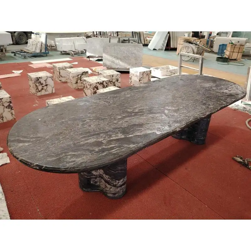 Shihui - Mesa de jantar em granito cosmico preto, pedra natural personalizada de 3m, grande e moderna, mesa de jantar em mármore quartzito