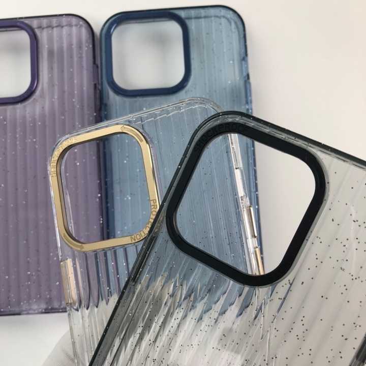 Fashionable PC Translucent Corrugated Phone Case for iPhone 14 13 12 11 Pro Max Shockproof Custom Metal Shot Phone Cover