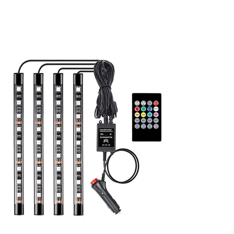 Tira de luces LED RGB 5050, Lámpara decorativa de Ambiente de coche, Cable USB, Control de música, cambio de Color