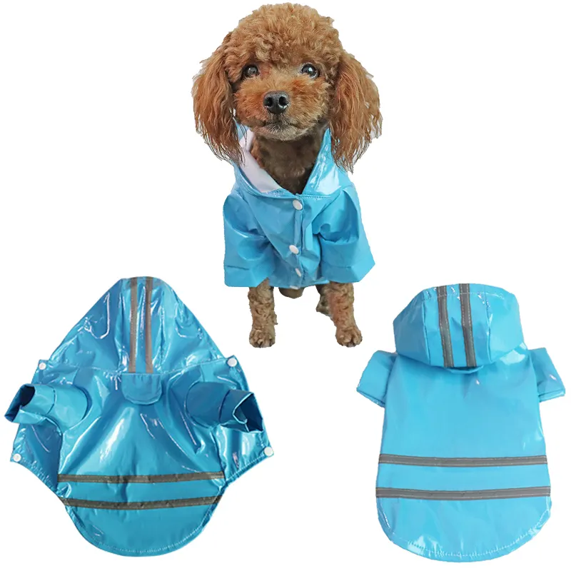 Moda diy em branco hi vis reflexiva do poliéster macacão cão de estimação capa de chuva com capuz roupas de inverno para a europa o fato do cão acessório