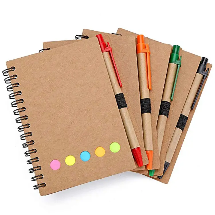 Memo personalizzato Sticky Notes Flag quaderno in carta Kraft Mini quaderni personalizzati con penna e note adesive