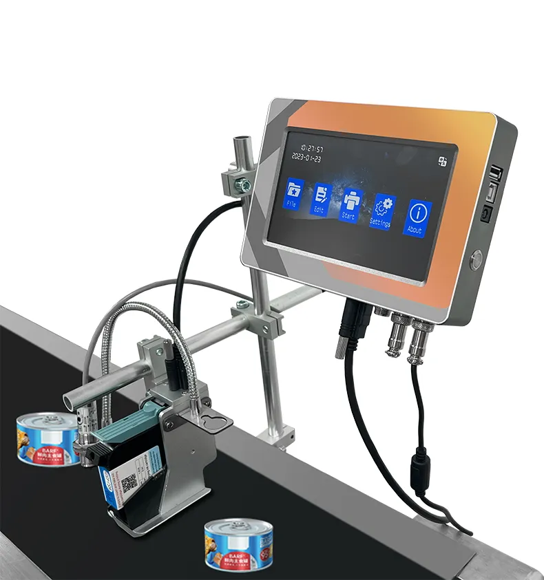 Impresora de inyección de tinta completamente automática Boquillas múltiples Personalizable Industria de restaurantes Código QR Impresión de datos variables