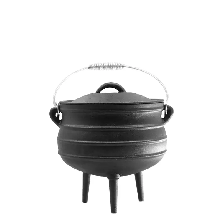 Olla de hierro fundido para cocinar al aire libre, color negro, 11/14/24/26/30/32CM, precio de fábrica al por mayor