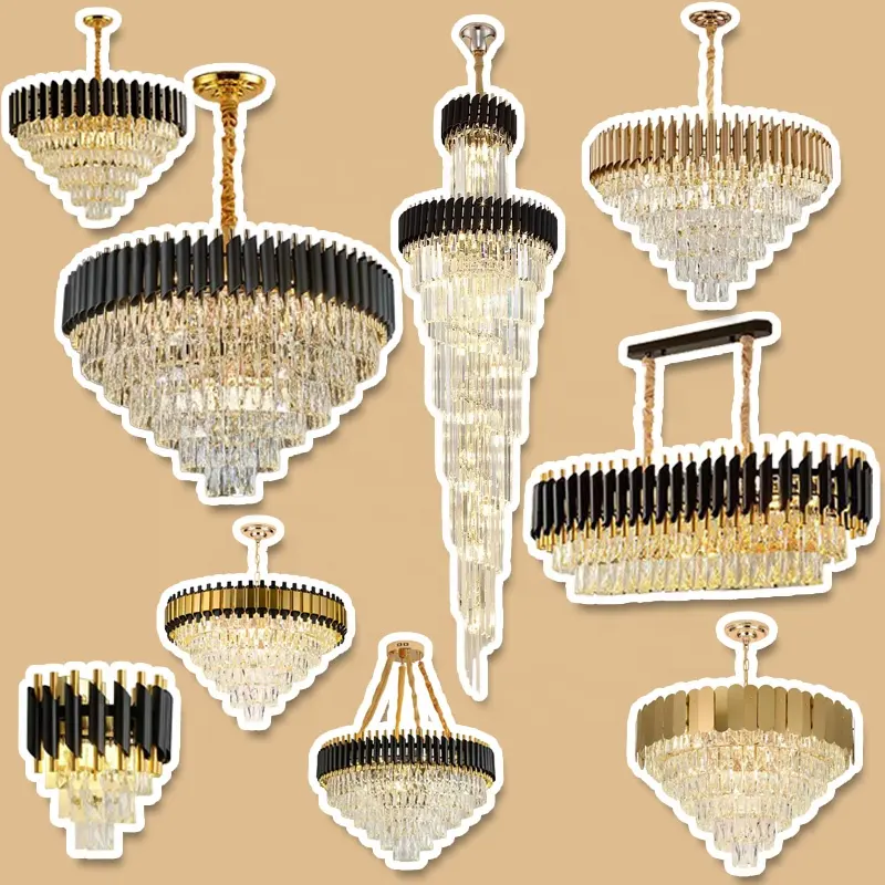 Lampu gantung kristal, lampu gantung dekorasi dalam ruangan untuk ruang makan rumah bulat emas hemat energi