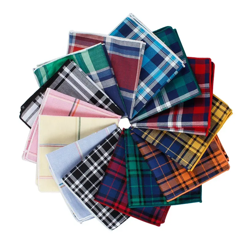 Offre Spéciale Pochette en coton multicolore pour hommes Mouchoirs bon marché à carreaux