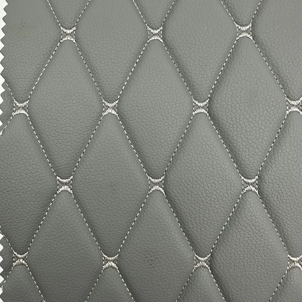 Leather Factory Thickened Waterproof Quilted Embroidered Car Interior Upholstery Synthetic Leather Material For Car Seat